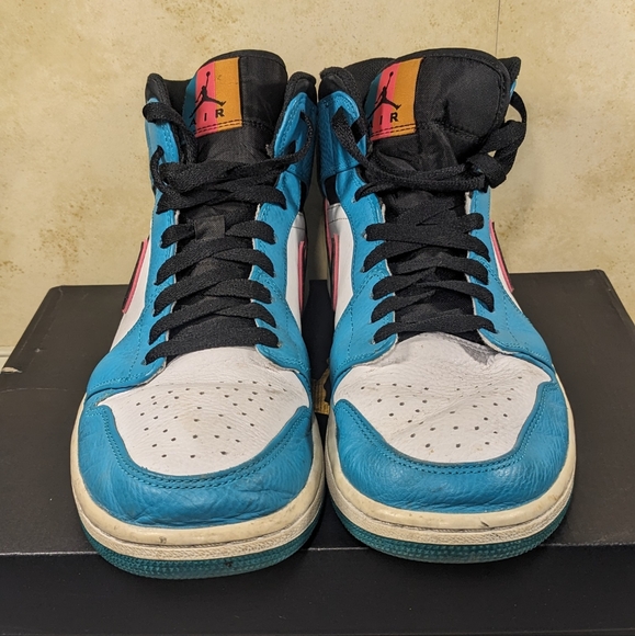 Size 10.5 Nike Air Jordan 1 SE Mid South Beach With Box Turbo Green WORN - Picture 2 of 8